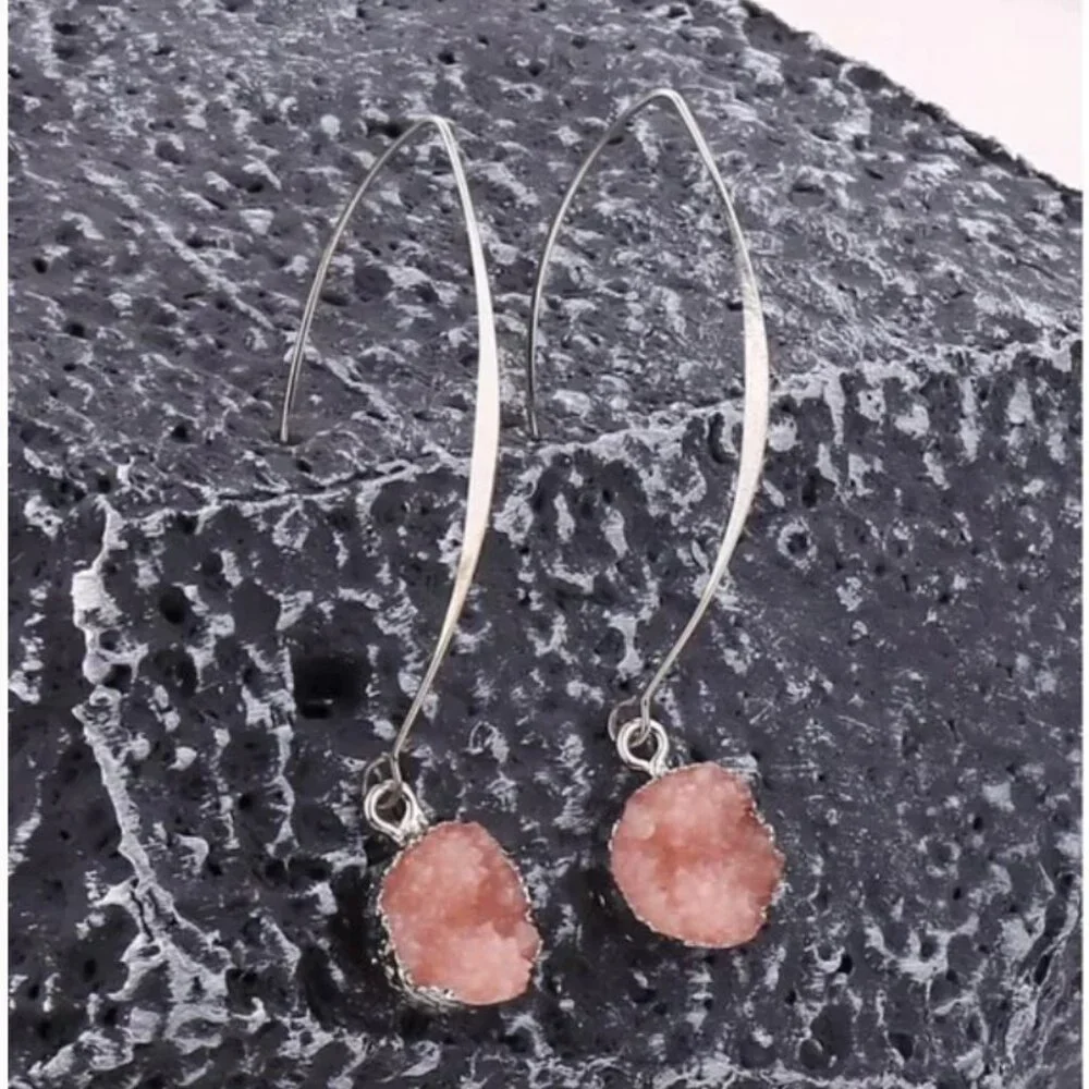 ⭐️❤️ FREE Stone Geo Geode Boho Peasant Hipster Hippie Pop Art Deco Chic Earrings